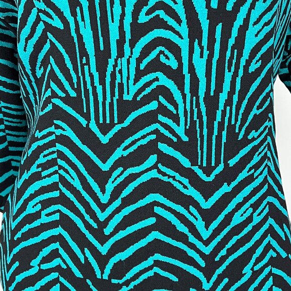 i.b.b.i. Womens Plus Zebra Stripe Bodycon Dress Cyan Blue Black Knit size 22 - Picture 4 of 12